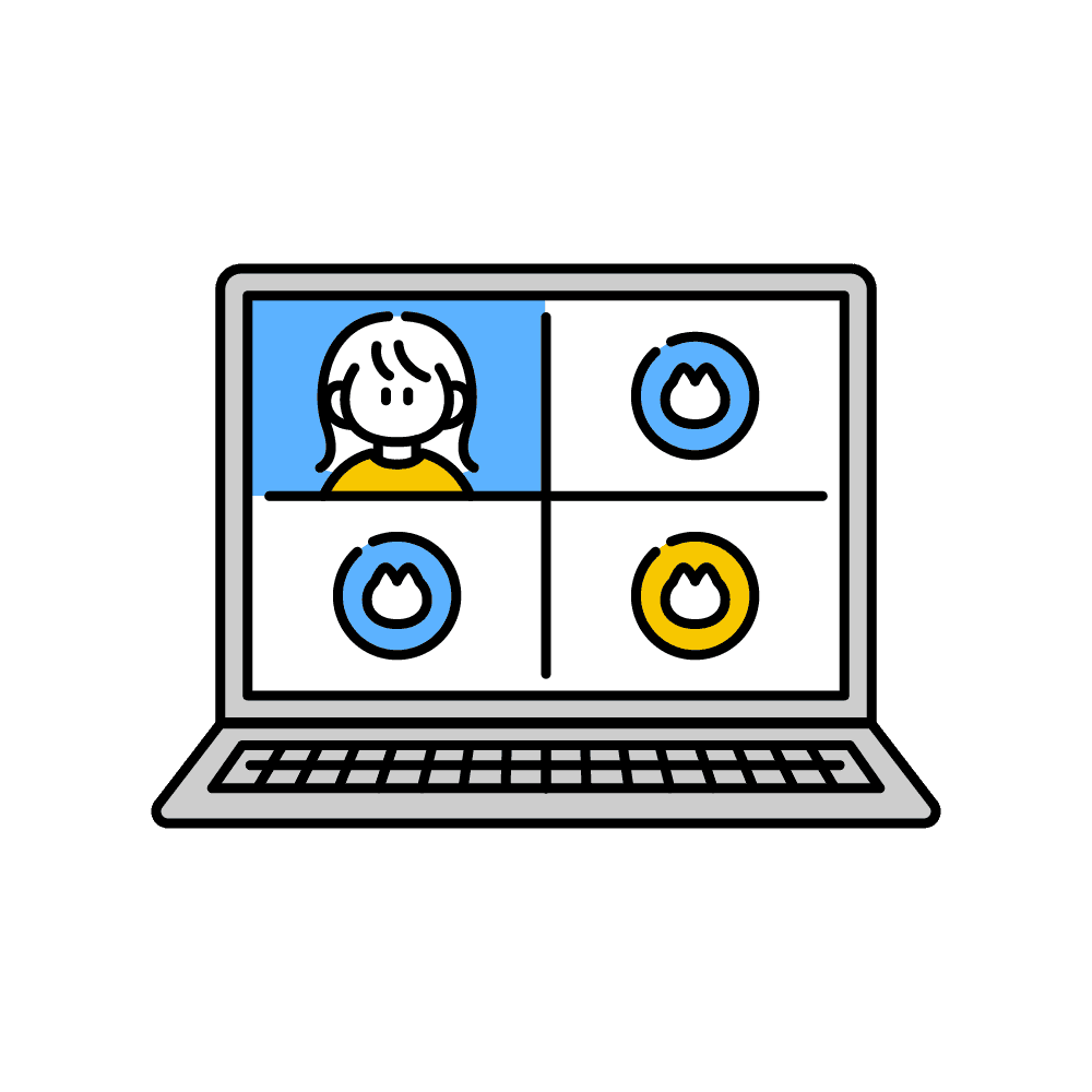 Ilustración de videollamada en laptop