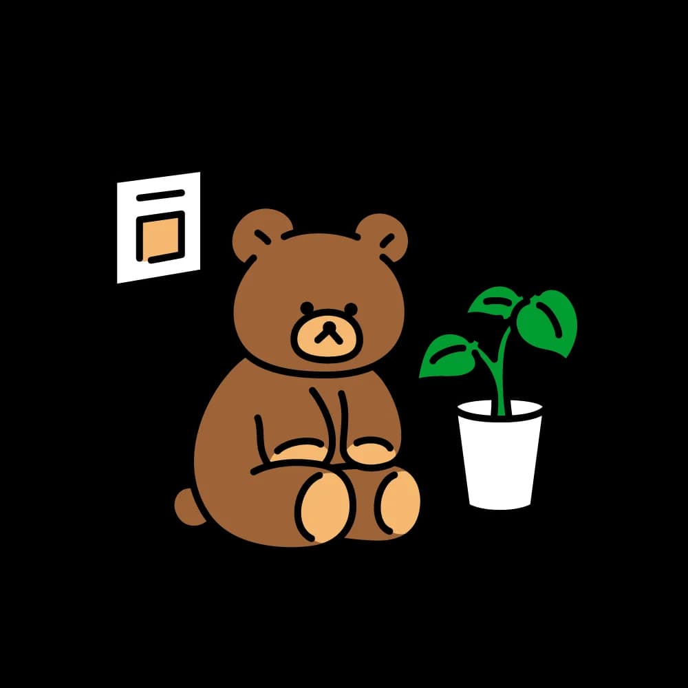 Ilustración oso con planta