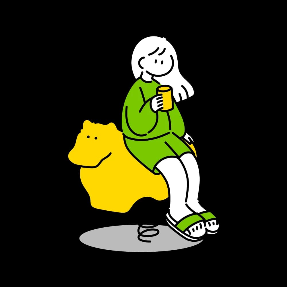 Ilustración bienestar con niño en balancín