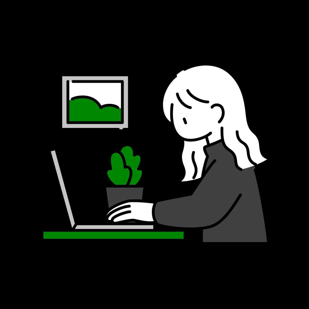 Ilustración de persona trabajando en laptop